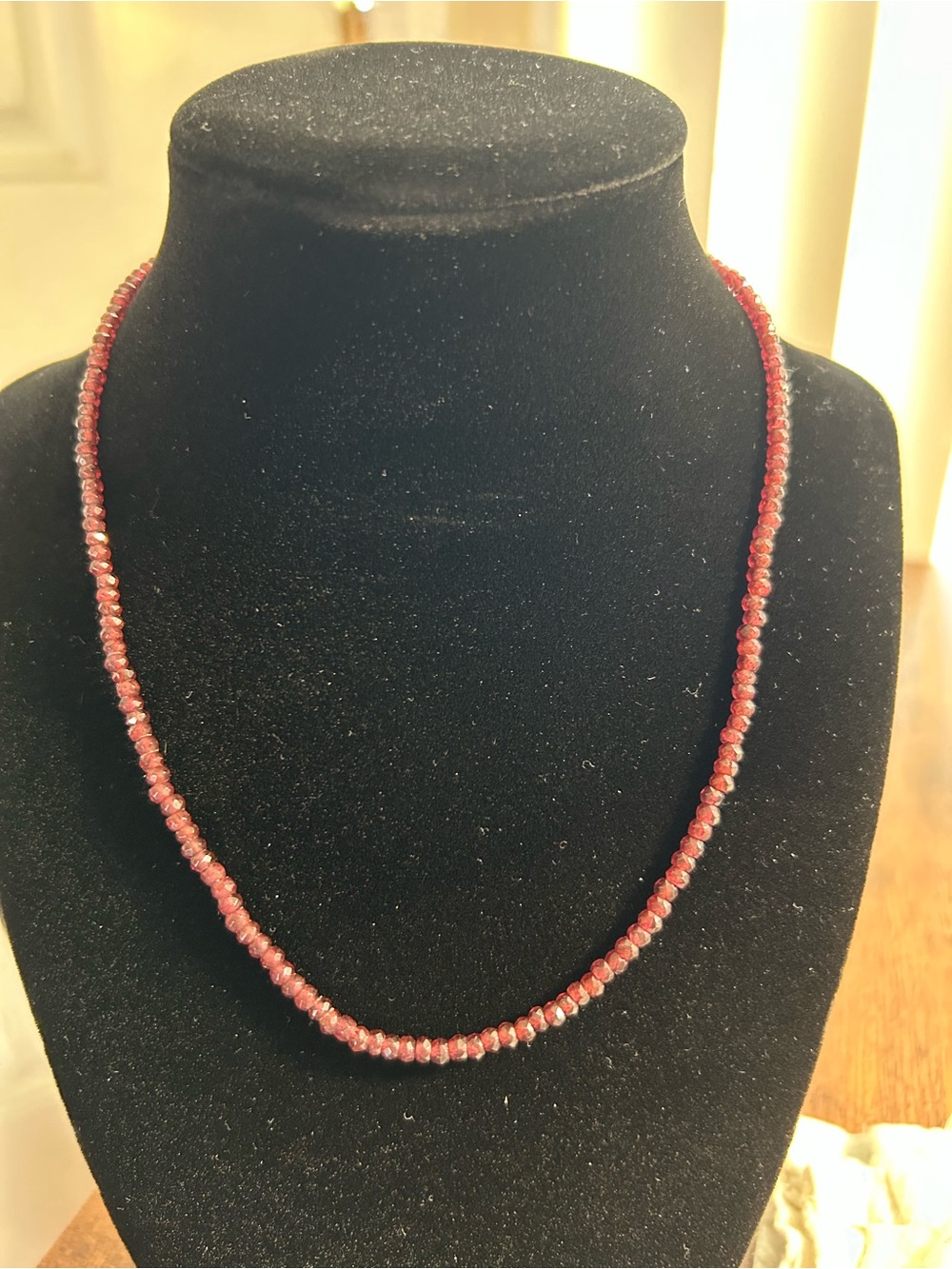 Handmade Garnet Necklace for Women. 18 inches long.
